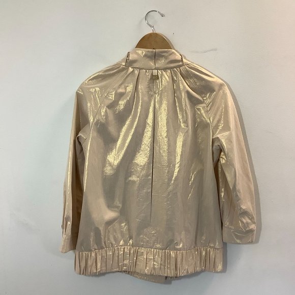 Badgley Mischka Tan Jacket with Golden Snaps & Zipper Size Small - Picture 4 of 4